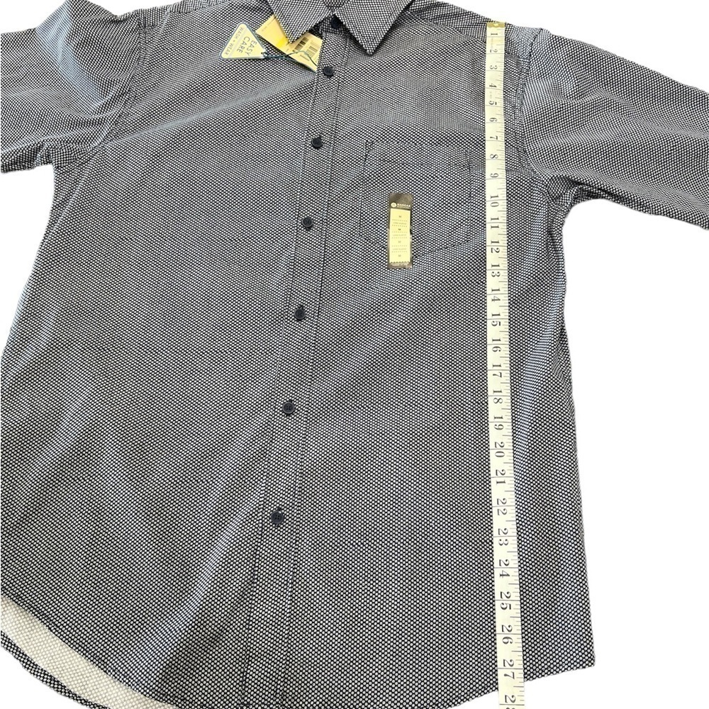 NWT Haggar Button Down Long Sleeve Shirt Navy With White Dots Size Medium - Picture 10 of 11